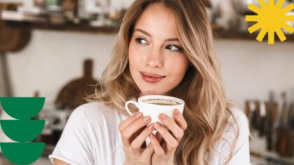 woman drinking coffee